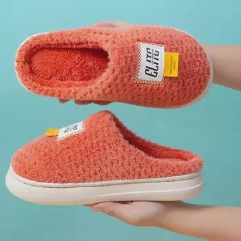 «Стильные теплые хлопковые тапочки унисекс из плюша для осени и зимы» 38-39 fits 37-38