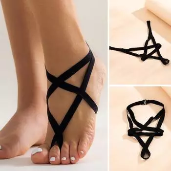 Стильные тканевые ножные браслеты, быстросъемные эластичные веревки, украшение для ног, сандалии на плоской подошве, украшение для женщин и девочек чёрный
