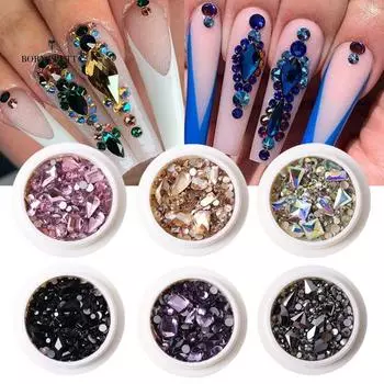 Стильные украшения для ногтей со стразами, украшения для ногтей, яркие роскошные, долговечные 7