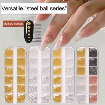 Стильные украшения из стального шарика для ногтей, не падающие, несколько цветов, сделай сам A