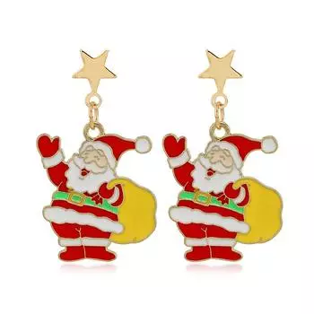 Стильные украшения, рождественские серьги-подвески в виде Санты из сплава, украшения для ушей из рождественской серии