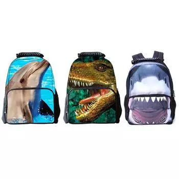 Стильные унисекс сумки через плечо с 3D животным принтом, сумки для книг для подростков, крутой рюкзак 2