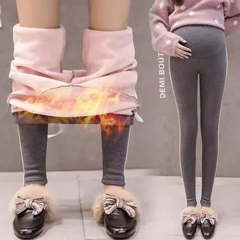 Стильные утягивающие леггинсы для беременных — большие размеры, теплые, на бархатной подкладке, для осени/зимы XXXL [Recommended 82.5-92.5 kg]