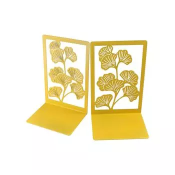 Стильные утяжеленные подставки для книг 3 стиля, книжная полка в форме листьев гинкго, современная металлическая подставка для книг, офисный стол золотой