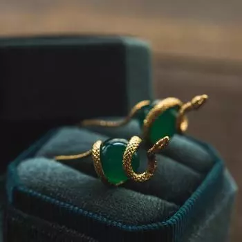 Стильные зеленые серьги в виде змеи для женщин — дизайн крючков, вдохновленный древними фараонами, идеально подходит для года зодиака, мода высокого класса на осень/зиму. TD0306 медный