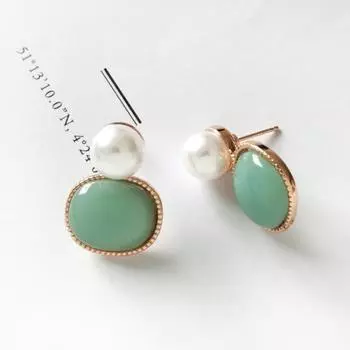 Стильные жемчужные светло-голубые серьги в придворном стиле женские ювелирные изделия в подарок зелёный