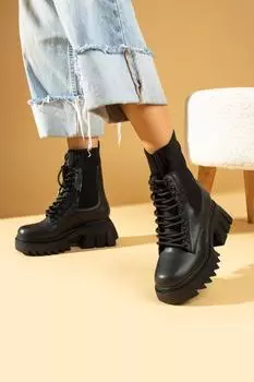 Стильные женские эластичные носки на высокой подошве со шнуровкой 36-250-23