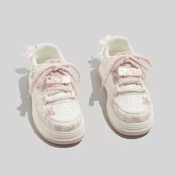 Стильные женские белые низкие кроссовки: Универсальная весенняя мода с толстой подошвой 35