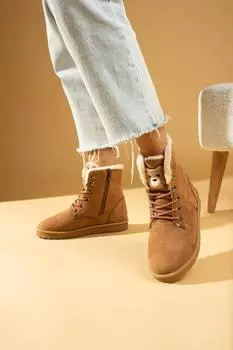 Стильные женские ботинки с комфортной подошвой и милым медвежьим принтом 58-702-23Замша