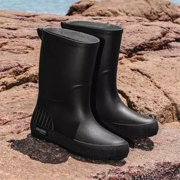 Стильные женские нескользящие резиновые сапоги средней высоты: Износостойкий, всепогодный ПВХ для улицы и кухни 41-42