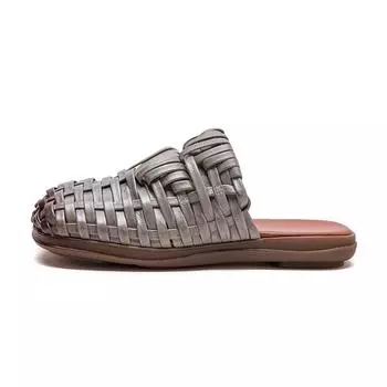 Стильные женские плетеные кожаные сандалии с закрытым носком для лета, удобная повседневная обувь 35 кофейный