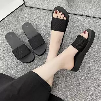 Стильные женские пляжные шлепанцы с толстой подошвой для ношения на открытом воздухе 3cm; 37