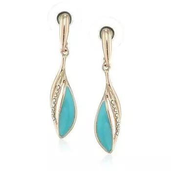 Стильные женские подвесные серьги с эмалью черного цвета, покрытые розовым золотом цвет морской волны