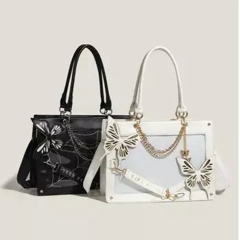 Стильные женские сумки через плечо, женские сумки из искусственной кожи, стильные сумки с декором в виде бабочек, модные сумки-тоут, новые