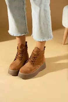 Стильные женские замшевые ботинки на шнуровке с удобной подошвой 59-901-23Замша