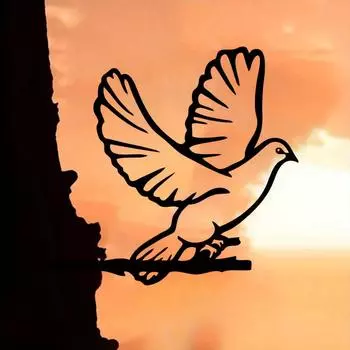 Стильный 1-шт. металлический знак «Голубь» - дизайн Birds Of A Feather. Добавьте деревенской элегантности в дом и сад на открытом воздухе. Идеальный подарок на новоселье чёрный