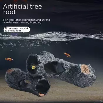 Стильный аквариум из пня дерева и убежище для рептилий: ПВХ-украшение для аквариумов и вольеров для домашних животных Small wine barrel without holes