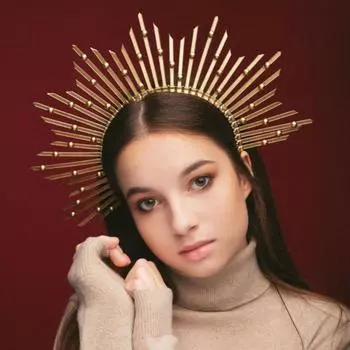 Стильный элегантный ободок для волос Sunlight Halo с круглой звездой и пряжкой, женский обруч для волос с радиальным узором, повязка на голову