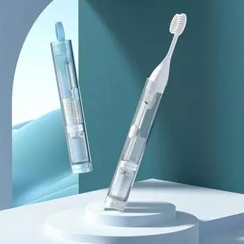 Стильный эргономичный дизайн. Интегрированная чистка зубов. Чистка полости рта. небесно-голубой