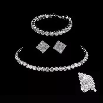 Стильный блестящий бриллиантовый шейный комплект, ожерелье, серьги, браслет, украшения для ночного клуба