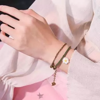 Стильный браслет, двухслойный женский кулон с цветочным принтом