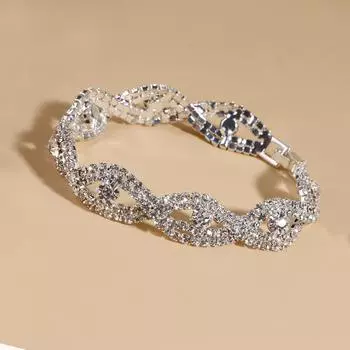 Стильный браслет со стразами и полым крестом. Креативный браслет, простой браслет со стразами и бриллиантами. Ювелирные изделия для рук. серебряный