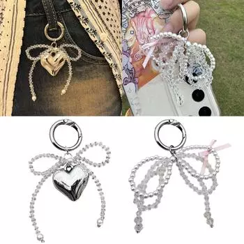 Стильный брелок-бантик, модная подвеска в виде сердца на сумку, брелок для телефона, элегантный аксессуар для девочек и женщин B