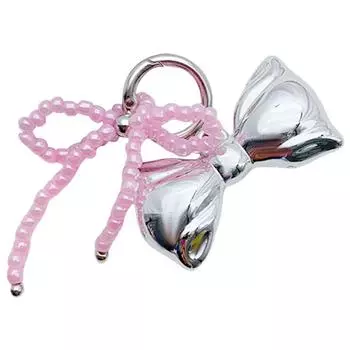 Стильный брелок-бантик с бусинами, подвеска в виде бабочки-бантика для женских сумок и рюкзаков, красочный брелок-украшение розовый