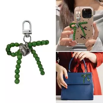 Стильный брелок-бантик с бусинами, подвеска в виде бабочки-бантика для женских сумок и рюкзаков, красочный брелок-украшение жёлтый