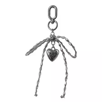 Стильный брелок для ключей из сплава с сердечком и бантиками, модный брелок, подвеска для сумки, добавляющая шарма нарядам для женщин серебряный