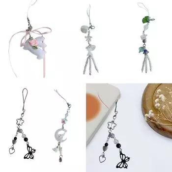 Стильный брелок для мобильного телефона с бусинами, привлекающий внимание, цветной брелок для ключей, модное украшение для женской сумки 1