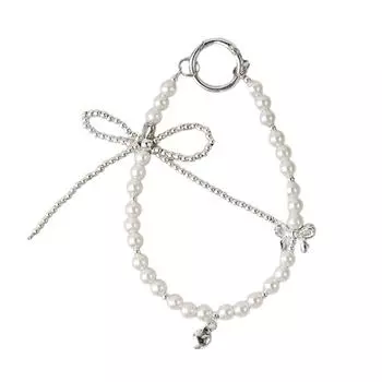 Стильный брелок-подвеска из бисера для чехла мобильного телефона и наушников, модное украшение в виде банта для женщин белый