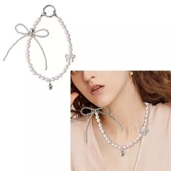 Стильный брелок-подвеска из бисера для чехла мобильного телефона и наушников, модное украшение в виде банта для женщин чёрный