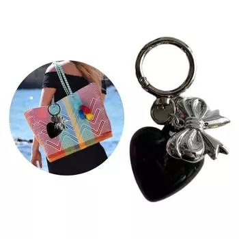 Стильный брелок-подвеска в виде сердца с бантом, стильный держатель для ключей для женщин, прочный металлический брелок для ключей от машины горячий розовый