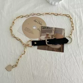 Стильный броский панк металлический цепочный пояс-аксессуар с сердечком для молодых женщин золотой