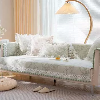 Стильный чехол для дивана из синели, чехлы для дивана на 2 и 3 сиденья, нескользящий чехол для кресла с меховыми шариками, защита от кошек Cushion cover45x45cm