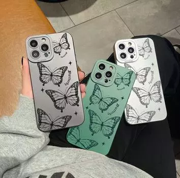 Стильный чехол для телефона с мультяшным рисунком бабочки для iPhone Samsung Galaxy Xiaomi Redmi с полной камерой, мягкий защитный противоударный чехол из ТПУ для смартфона iPhone 12 Mini серебряный