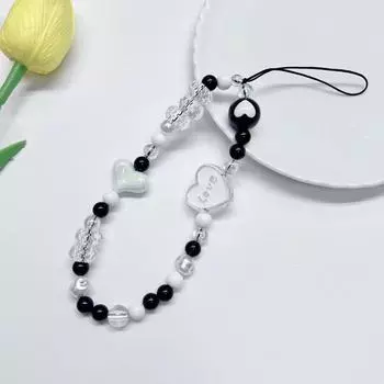 Стильный черно-белый акриловый шнурок для телефона и брелок для женщин с любовью Mobile phone chain 060