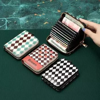 Стильный держатель для карт с ромбическим узором, мужской дорогой короткий документ, многофункциональный кошелек для монет для женщин 1