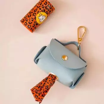 Стильный держатель для сумки для домашних животных из искусственной кожи, держатель для сумки для какашек для домашних животных с диспенсером для сумок для собак, портативная сумка для собачьих какашек, органайзер, принадлежности для домашних животных беж