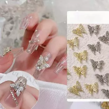 Стильный дизайн ногтей. Легко наклеиваемый дизайн маникюра с 3D-эффектом. золотистый