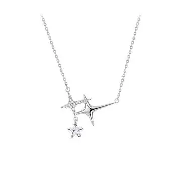 Стильный дизайн, ожерелье с четырехугольным бриллиантом, персонализированная подвеска в виде креста, звезды, креста, бахромы, ключицы, цепочка на шею