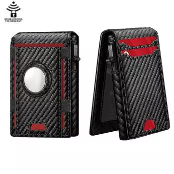 Стильный двухслойный кошелек с блокировкой RFID и выдвижным отделением для карт, идеальный подарок для мужчин billeteras carteras de hombre mens wallets men чёрный