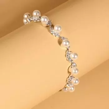 Стильный и элегантный браслет со сверкающим жемчугом и стразами, свадебные аксессуары