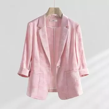 Стильный и элегантный женский розовый пиджак с цветочным принтом, летняя коллекция M розовый
