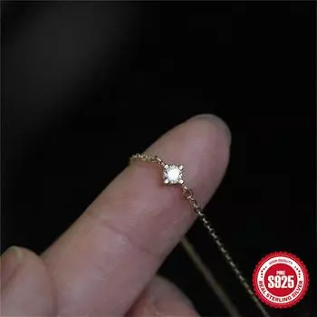 Стильный и простой классический браслет из стерлингового серебра S925 пробы с позолотой, циркон, супер повседневный темперамент, тонкая рука 925 silver золотой