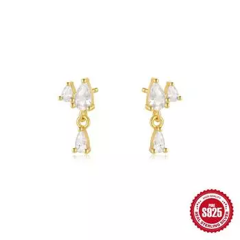 Стильный и простой стиль S925 стерлингового серебра конский глаз капли воды двойное заклинание простые легкие роскошные серьги-гвоздики с креплением на ухо 925 Silver