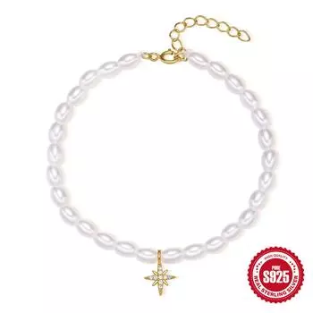 Стильный и простой стиль S925 стерлингового серебра французский мелкий рисовый жемчуг лунная змея бриллиант женский браслет 925 Silver