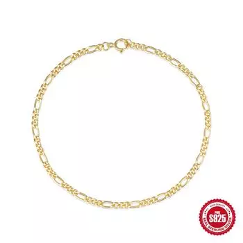 Стильный и простой стиль S925 стерлингового серебра темперамент Фигаро цепь с характерным браслетом для женщин 925 Silver золотой