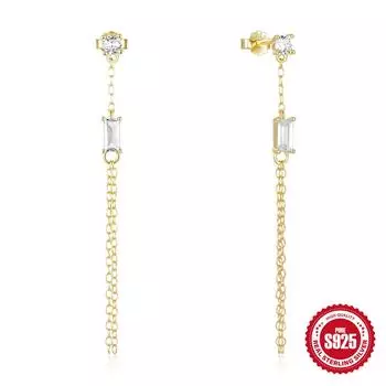 Стильный и простой стиль S925 стерлингового серебра персонализированные бриллиантовые кисточки цепи тонкие серьги-гвоздики серьги серьги 925 Silver